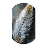 Gold Boho Chic Feathers V - Asymmetric Metal Wall Art