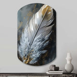 Gold Boho Chic Feathers V - Asymmetric Metal Wall Art