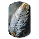 Gold Boho Chic Feathers V - Asymmetric Metal Wall Art