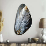 Gold Boho Chic Feathers V - Asymmetric Metal Wall Art