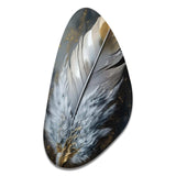 Gold Boho Chic Feathers V - Asymmetric Metal Wall Art