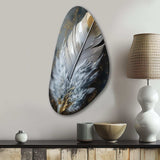 Gold Boho Chic Feathers V - Asymmetric Metal Wall Art