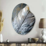 Gold Boho Chic Feathers V - Asymmetric Metal Wall Art