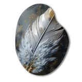 Gold Boho Chic Feathers V - Asymmetric Metal Wall Art