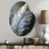 Gold Boho Chic Feathers V - Asymmetric Metal Wall Art