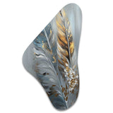 Gold Feather Wanderlust I - Asymmetric Metal Wall Art