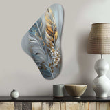 Gold Feather Wanderlust I - Asymmetric Metal Wall Art