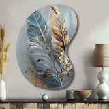 Gold Feather Wanderlust I - Asymmetric Metal Wall Art