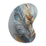 Gold Feather Wanderlust I - Asymmetric Metal Wall Art