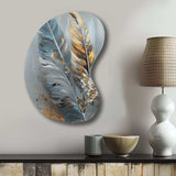 Gold Feather Wanderlust I - Asymmetric Metal Wall Art