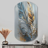 Gold Feather Wanderlust I - Asymmetric Metal Wall Art