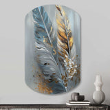 Gold Feather Wanderlust I - Asymmetric Metal Wall Art