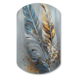 Gold Feather Wanderlust I - Asymmetric Metal Wall Art