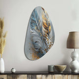 Gold Feather Wanderlust I - Asymmetric Metal Wall Art