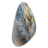 Gold Feather Wanderlust I - Asymmetric Metal Wall Art