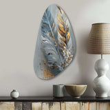 Gold Feather Wanderlust I - Asymmetric Metal Wall Art