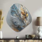 Gold Feather Wanderlust I - Asymmetric Metal Wall Art