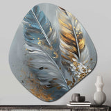 Gold Feather Wanderlust I - Asymmetric Metal Wall Art