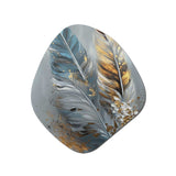 Gold Feather Wanderlust I - Asymmetric Metal Wall Art