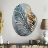 Gold Feather Wanderlust I - Asymmetric Metal Wall Art