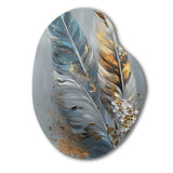 Gold Feather Wanderlust I - Asymmetric Metal Wall Art