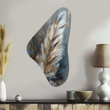 Gold Feather Wanderlust III - Asymmetric Metal Wall Art