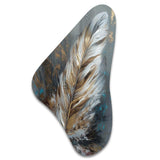 Gold Feather Wanderlust III - Asymmetric Metal Wall Art