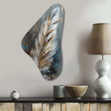 Gold Feather Wanderlust III - Asymmetric Metal Wall Art