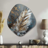 Gold Feather Wanderlust III - Asymmetric Metal Wall Art