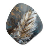 Gold Feather Wanderlust III - Asymmetric Metal Wall Art