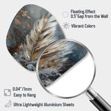 Gold Feather Wanderlust III - Asymmetric Metal Wall Art