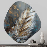 Gold Feather Wanderlust III - Asymmetric Metal Wall Art