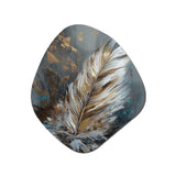 Gold Feather Wanderlust III - Asymmetric Metal Wall Art