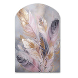 Pink Feather Wanderlust - Asymmetric Metal Wall Art