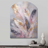 Pink Feather Wanderlust - Asymmetric Metal Wall Art