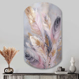 Pink Feather Wanderlust - Asymmetric Metal Wall Art