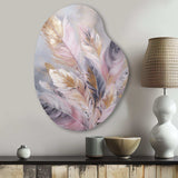 Pink Feather Wanderlust - Asymmetric Metal Wall Art