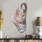 Pink Feather Boho Majesty I - Asymmetric Metal Wall Art