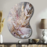 Pink Feather Boho Majesty I - Asymmetric Metal Wall Art