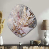 Pink Feather Boho Majesty I - Asymmetric Metal Wall Art