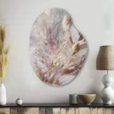 Pink Feather Boho Majesty I - Asymmetric Metal Wall Art