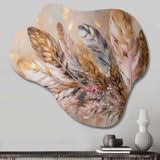 Gold Feather Boho Majesty - Asymmetric Metal Wall Art