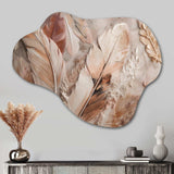 Gold Glamorous Feathers Of Boho Fantasy V - Asymmetric Metal Wall Art