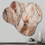 Gold Glamorous Feathers Of Boho Fantasy V - Asymmetric Metal Wall Art