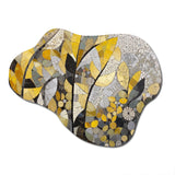 Yellow And Grey Patterns In Artistic Fusion - Asymmetric Metal Wall Art