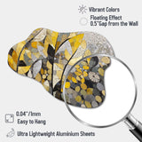 Yellow And Grey Patterns In Artistic Fusion - Asymmetric Metal Wall Art