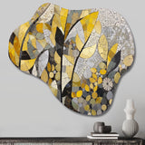 Yellow And Grey Patterns In Artistic Fusion - Asymmetric Metal Wall Art