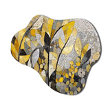 Yellow And Grey Patterns In Artistic Fusion - Asymmetric Metal Wall Art