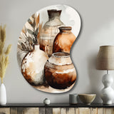 Brown And Cream Earthen Elegant Vase I - Asymmetric Metal Wall Art