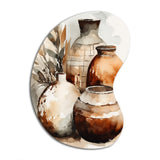 Brown And Cream Earthen Elegant Vase I - Asymmetric Metal Wall Art